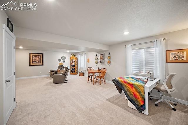 8082 Goldenray Pl, Colorado Springs, CO 80908 - recreation room with carpet, a textured ceiling, and recessed lighting