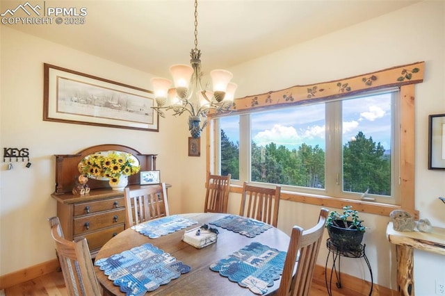 71 Crestone Cir, Florissant, CO 80816 - dining area featuring a chandelier and wood finished floors