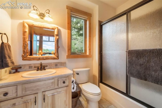 71 Crestone Cir, Florissant, CO 80816 - full bath with vanity, shower / bath combination with glass door, and tile patterned floors