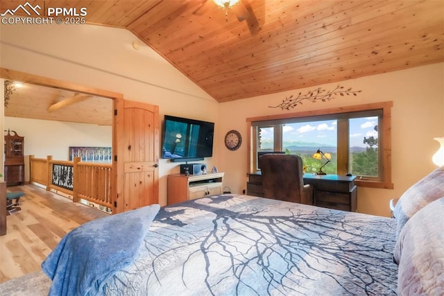 71 Crestone Cir, Florissant, CO 80816 - bedroom featuring wood ceiling, wood finished floors, and lofted ceiling