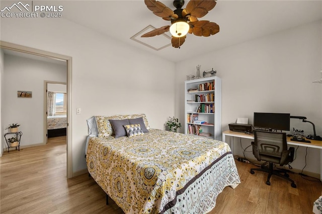 106 Red Tail Blvd, Buena Vista, CO 81211 - bedroom with wood finished floors, an office area, and ceiling fan