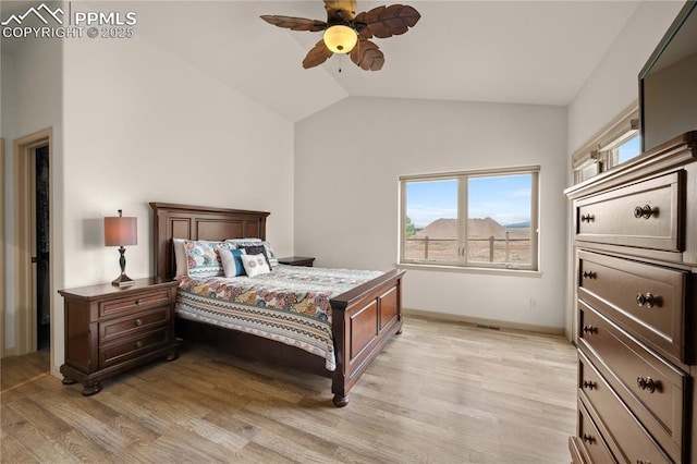 106 Red Tail Blvd, Buena Vista, CO 81211 - bedroom featuring lofted ceiling, light wood-style floors, and ceiling fan