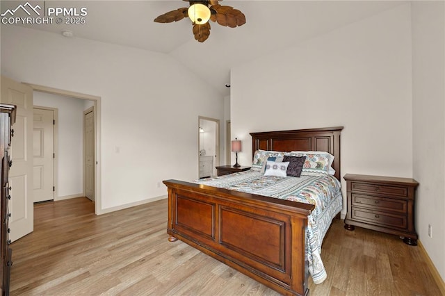 106 Red Tail Blvd, Buena Vista, CO 81211 - bedroom with lofted ceiling, light wood-type flooring, and a ceiling fan