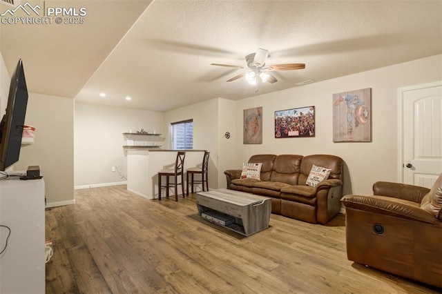 10280 Abrams Dr, Colorado Springs, CO 80925 - living room with a ceiling fan, wood finished floors, and recessed lighting