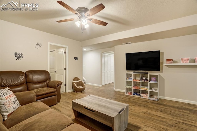 10280 Abrams Dr, Colorado Springs, CO 80925 - living room with wood finished floors and a ceiling fan