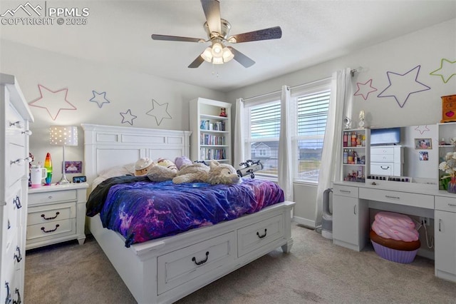 8101 Goldenray Pl, Colorado Springs, CO 80908 - bedroom featuring light carpet and a ceiling fan