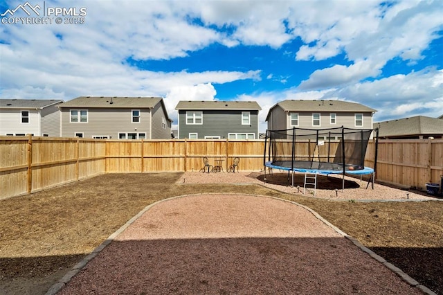8101 Goldenray Pl, Colorado Springs, CO 80908 - fenced backyard with a residential view and a trampoline