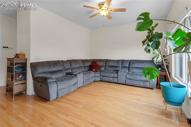 6355 Casual Dr, Colorado Springs, CO 80923 - living area with wood finished floors and a ceiling fan