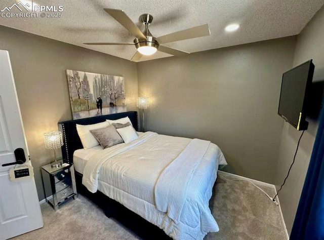 4110 Novia Dr, Colorado Springs, CO 80911 - carpeted bedroom featuring ceiling fan and a textured ceiling
