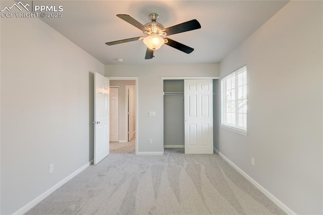 3355 Willowrun Dr, Castle Rock, CO 80109 - unfurnished bedroom with light colored carpet, a closet, and a ceiling fan