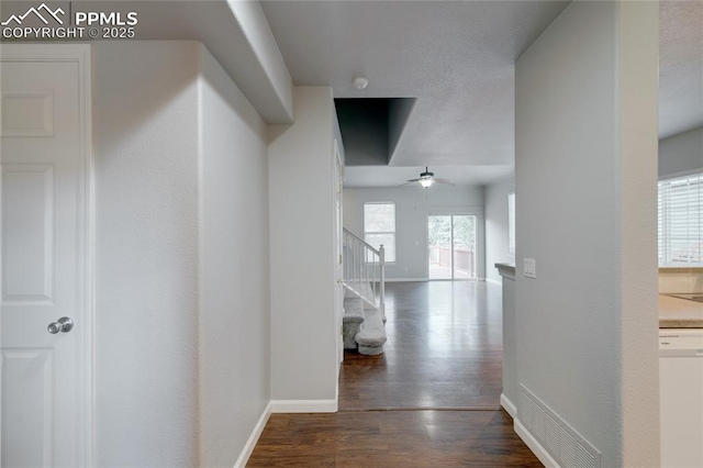 3355 Willowrun Dr, Castle Rock, CO 80109 - hall featuring wood finished floors and stairway