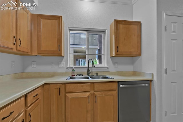4888 Kerry Lynn Way Unit 101, Colorado Springs, CO 80922 - kitchen with stainless steel dishwasher, light countertops, and brown cabinetry
