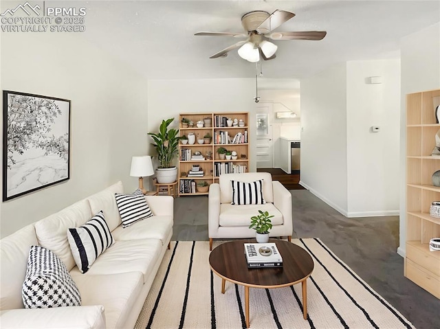 307 Mount View Ln, Fountain, CO 80817 - living area with a ceiling fan and baseboards