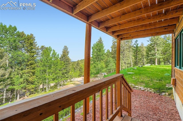 1527 S Pine Dr, Bailey, CO 80421 - deck with a yard and a forest view