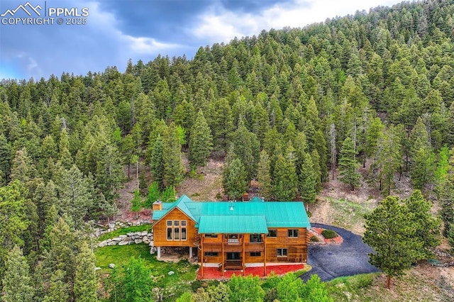 1527 S Pine Dr, Bailey, CO 80421 - aerial view of property and surrounding area featuring a forest