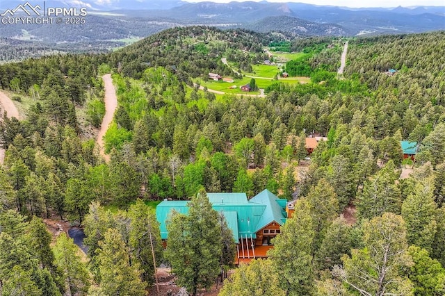 1527 S Pine Dr, Bailey, CO 80421 - bird's eye view of a heavily wooded area and a mountainous background