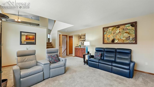 440 Torrey Pines Way, Colorado Springs, CO 80921 - living area with light colored carpet and stairway