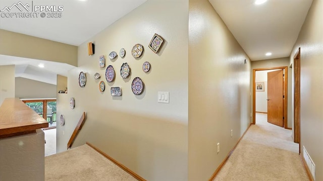 440 Torrey Pines Way, Colorado Springs, CO 80921 - corridor featuring an upstairs landing, carpet, and recessed lighting