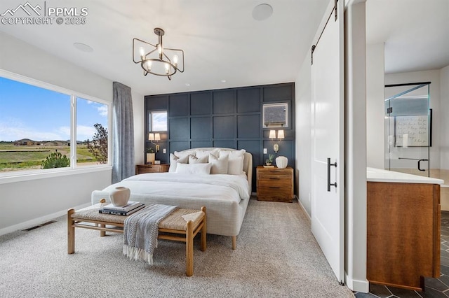 9996 Antelope Ravine Dr, Colorado Springs, CO 80908 - carpeted bedroom featuring baseboards and a chandelier