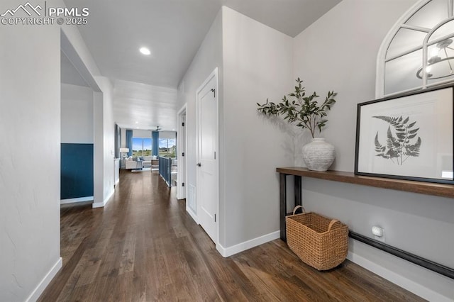 9996 Antelope Ravine Dr, Colorado Springs, CO 80908 - hallway featuring wood finished floors and recessed lighting
