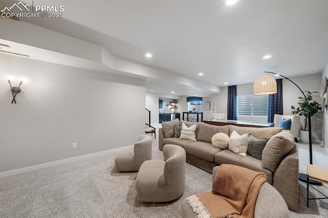 9996 Antelope Ravine Dr, Colorado Springs, CO 80908 - carpeted living room with recessed lighting