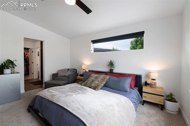 4841 Hanging Lake Cir, Colorado Springs, CO 80924 - bedroom with carpet flooring, vaulted ceiling, ceiling fan, and a spacious closet