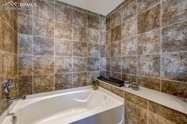 9444 Castle Oaks Dr, Fountain, CO 80817 - bathroom with a garden tub and tile walls