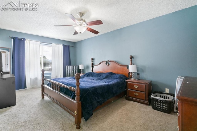 1360 Piros Dr, Colorado Springs, CO 80922 - bedroom with carpet, a textured ceiling, and a ceiling fan