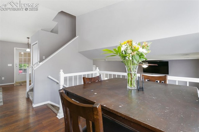 1360 Piros Dr, Colorado Springs, CO 80922 - dining room with a ceiling fan and wood finished floors
