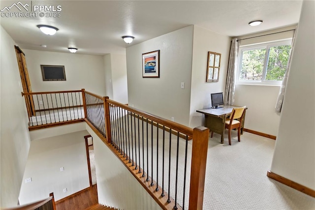 1522 Monarch Dr, Cripple Creek, CO 80813 - stairs featuring baseboards and carpet floors