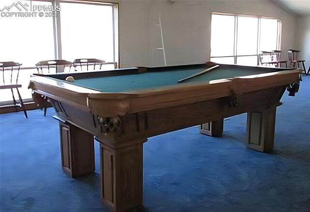 1522 Monarch Dr, Cripple Creek, CO 80813 - playroom with carpet, billiards, and vaulted ceiling