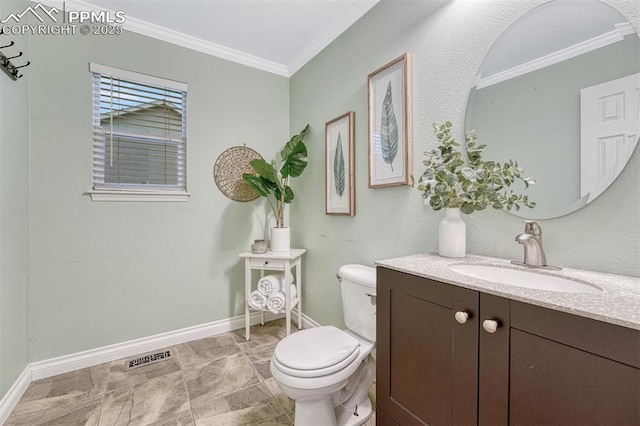 123 Wheat Ridge St, Palmer Lake, CO 80133 - half bath with vanity and crown molding