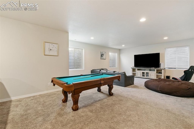 13437 Park Meadows Dr, Peyton, CO 80831 - rec room with carpet, pool table, and recessed lighting