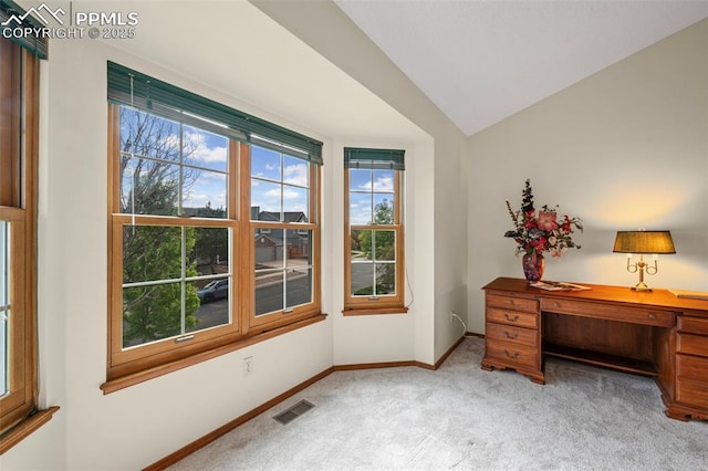 2505 Wimbleton Ct, Colorado Springs, CO 80920 - unfurnished office featuring light carpet and vaulted ceiling