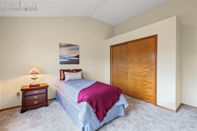 2505 Wimbleton Ct, Colorado Springs, CO 80920 - bedroom with carpet floors, vaulted ceiling, and a closet