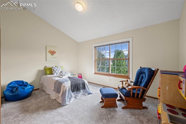 2505 Wimbleton Ct, Colorado Springs, CO 80920 - carpeted bedroom featuring lofted ceiling and a textured ceiling