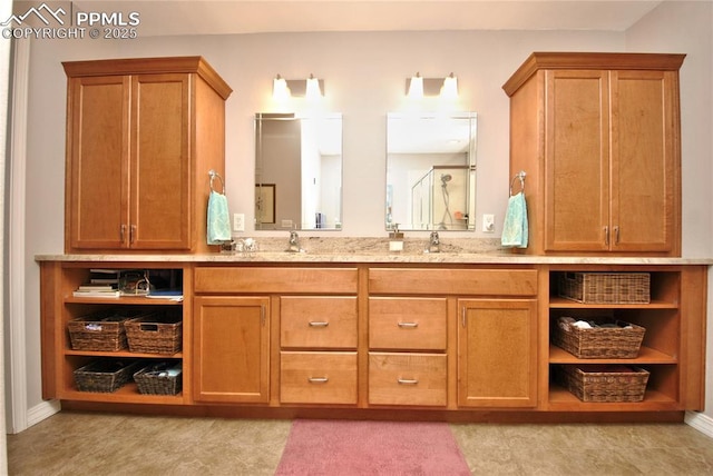 4201 Stonesthrow Vw, Colorado Springs, CO 80922 - full bathroom with double vanity and a shower