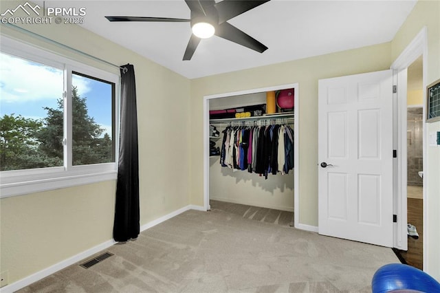 35 Lowick Dr, Colorado Springs, CO 80906 - unfurnished bedroom featuring light colored carpet, a closet, and a ceiling fan