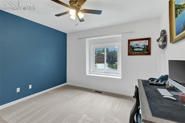35 Lowick Dr, Colorado Springs, CO 80906 - carpeted office featuring a ceiling fan and baseboards
