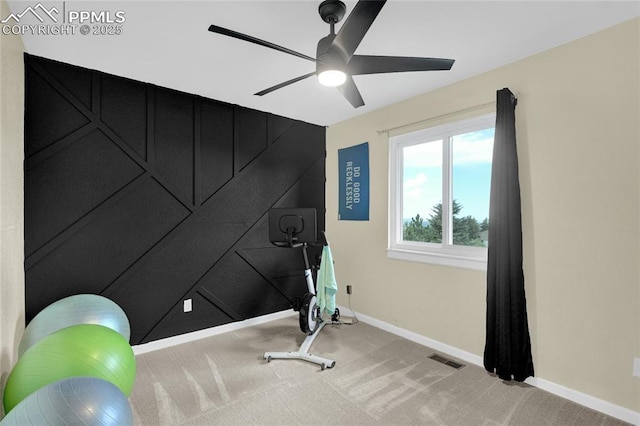 35 Lowick Dr, Colorado Springs, CO 80906 - workout room featuring carpet floors and ceiling fan