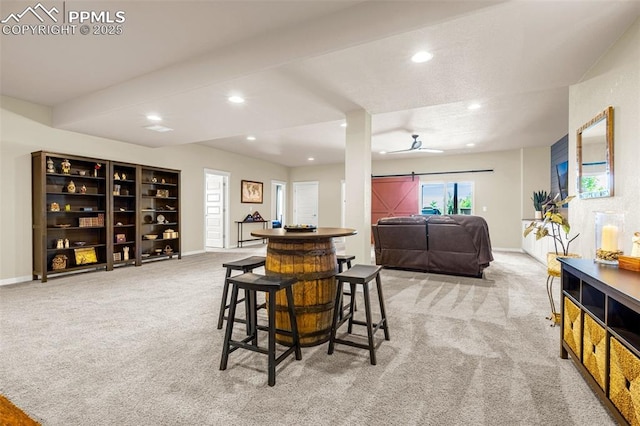 4187 Notch Trl, Colorado Springs, CO 80924 - carpeted dining room with recessed lighting and a ceiling fan