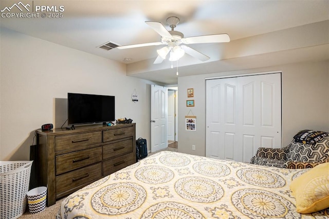 7544 Lake Ave, Fountain, CO 80817 - bedroom with a closet and a ceiling fan