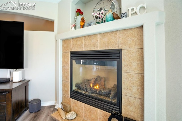 7544 Lake Ave, Fountain, CO 80817 - detailed view of a fireplace and wood finished floors