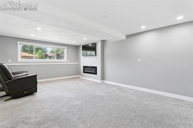 4603 Bella Dr, Colorado Springs, CO 80918 - unfurnished room with recessed lighting, carpet floors, and a glass covered fireplace
