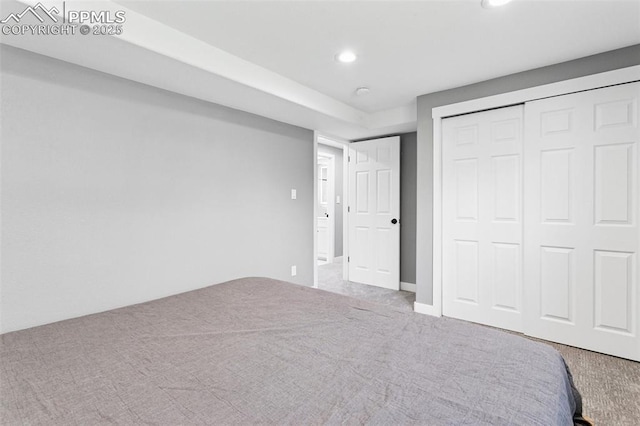 4603 Bella Dr, Colorado Springs, CO 80918 - unfurnished bedroom featuring carpet floors, recessed lighting, and a closet