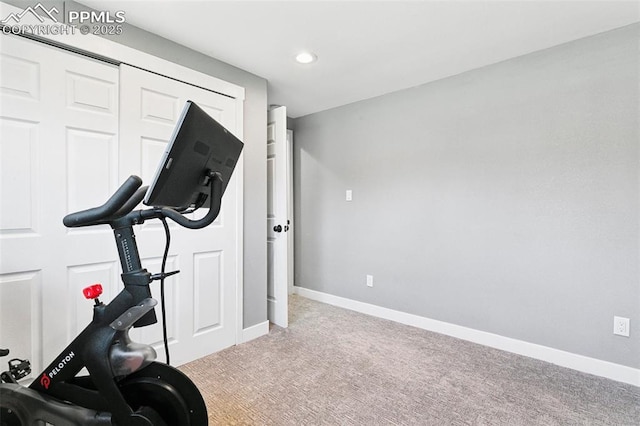 4603 Bella Dr, Colorado Springs, CO 80918 - workout area with carpet floors and recessed lighting