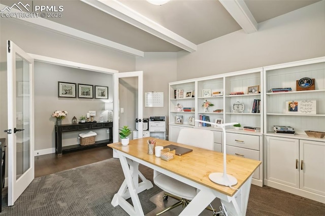 6792 David Anthony Ct, Colorado Springs, CO 80922 - home office with french doors and beamed ceiling