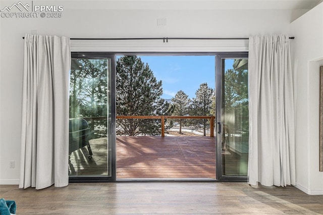 17870 New London Rd, Monument, CO 80132 - entryway featuring plenty of natural light and wood finished floors