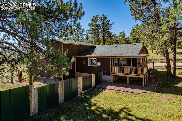 2925 M Path, Cotopaxi, CO 81223 - rear view of house with a wooden deck and a shingled roof