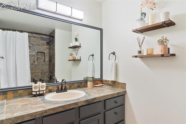 155 Grayson Ct, Colorado Springs, CO 80906 - bathroom featuring vanity and a shower with curtain